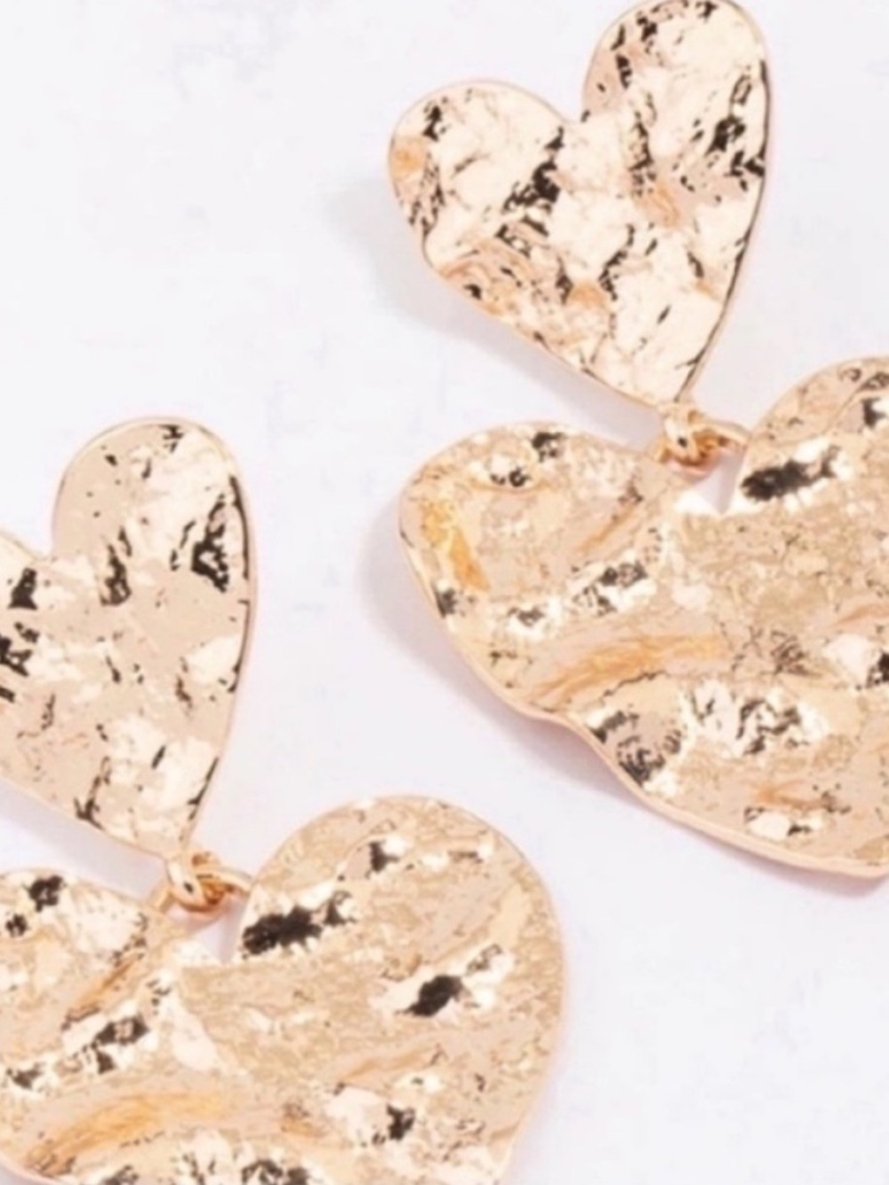 New! Gold Textured Heart Drop Earrings (2002) NWOT